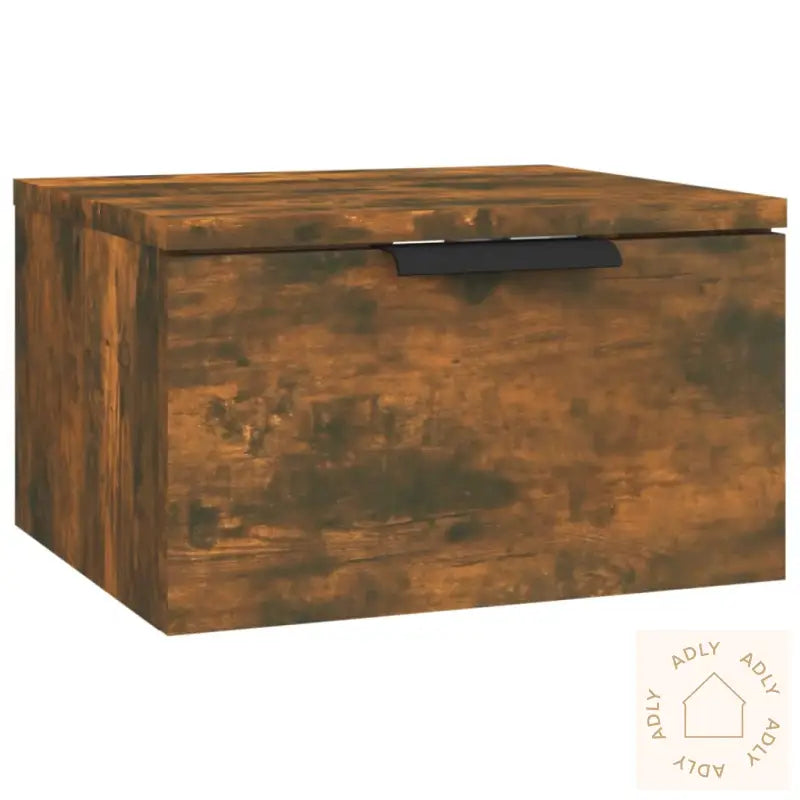 Veggmonterte Nattbord 2 Stk Røkt Eik 34X30X20 Cm