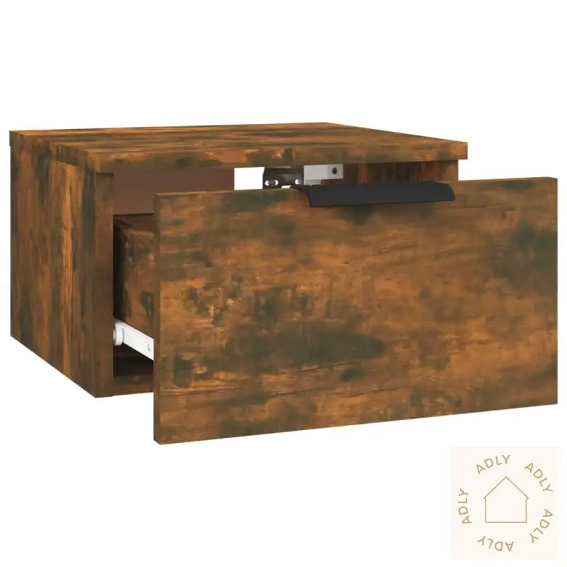 Veggmonterte Nattbord 2 Stk Røkt Eik 34X30X20 Cm