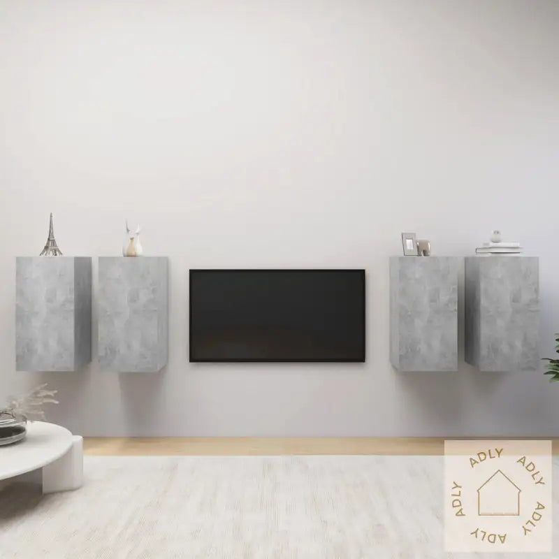 Tv-Benker 4 Stk Betonggrå 30,5X30X60 Cm Konstruert Tre