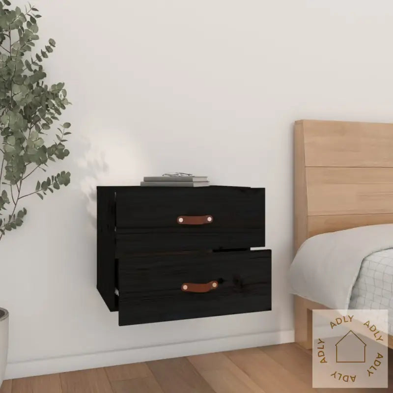 Veggmonterte Nattbord 2 Stk Svart 50X36X40 Cm