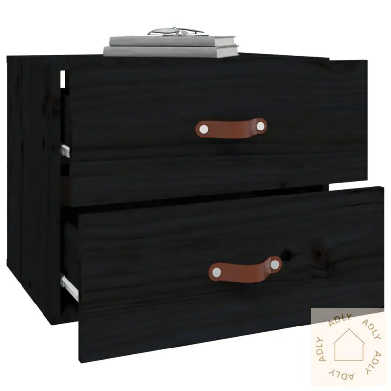 Veggmonterte Nattbord 2 Stk Svart 50X36X40 Cm