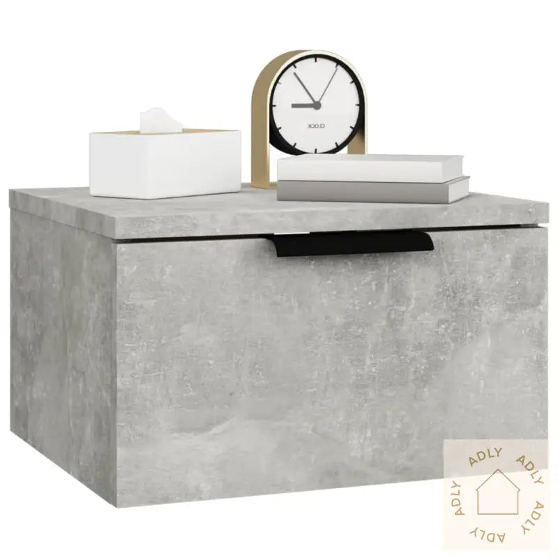 Veggmonterte Nattbord 2 Stk Betonggrå 34X30X20 Cm
