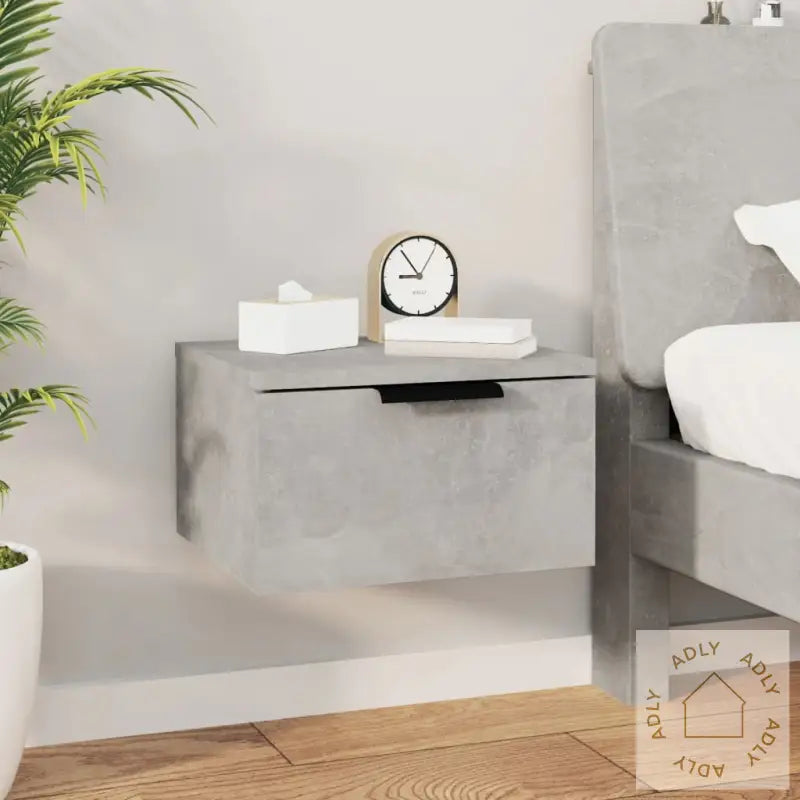 Veggmonterte Nattbord 2 Stk Betonggrå 34X30X20 Cm