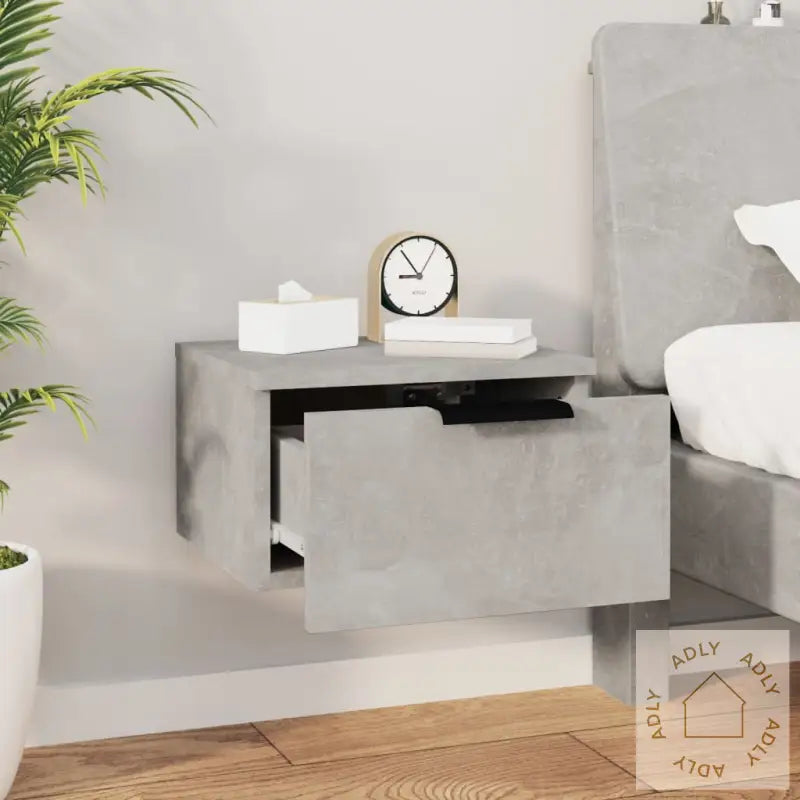 Veggmonterte Nattbord 2 Stk Betonggrå 34X30X20 Cm
