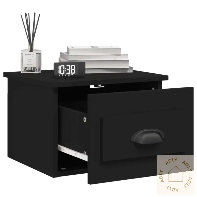 Veggmontert Nattbord Svart 41,5X36X28 Cm