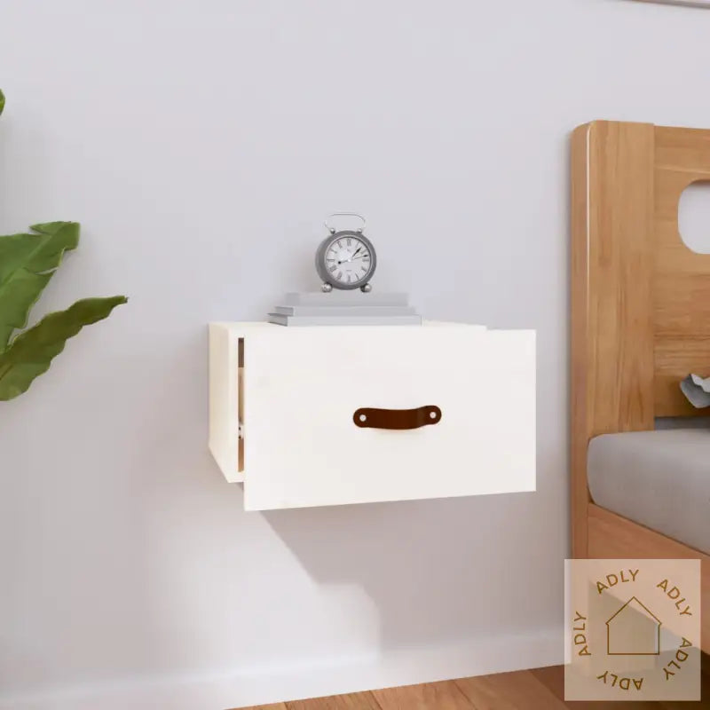 Veggmontert Nattbord Hvit 40X29,5X22 Cm