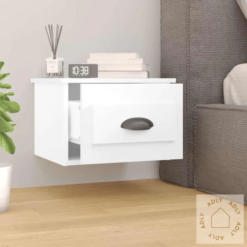 Veggmontert Nattbord Hvit 41,5X36X28 Cm