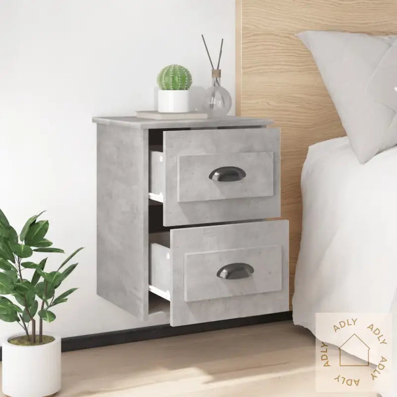 Veggmontert Nattbord Betonggrå 41,5X36X53 Cm