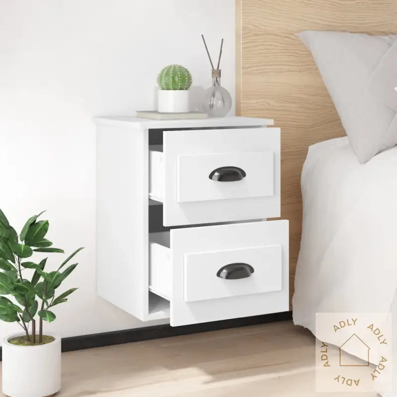 Veggmontert Nattbord Hvit 41,5X36X53 Cm