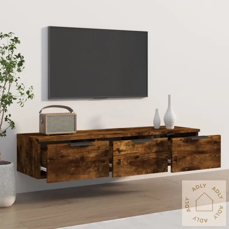 Veggskap Røkt Eik 102X30X20 Cm Konstruert Tre