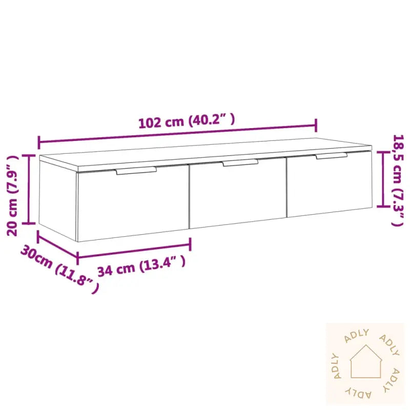 Veggskap Røkt Eik 102X30X20 Cm Konstruert Tre