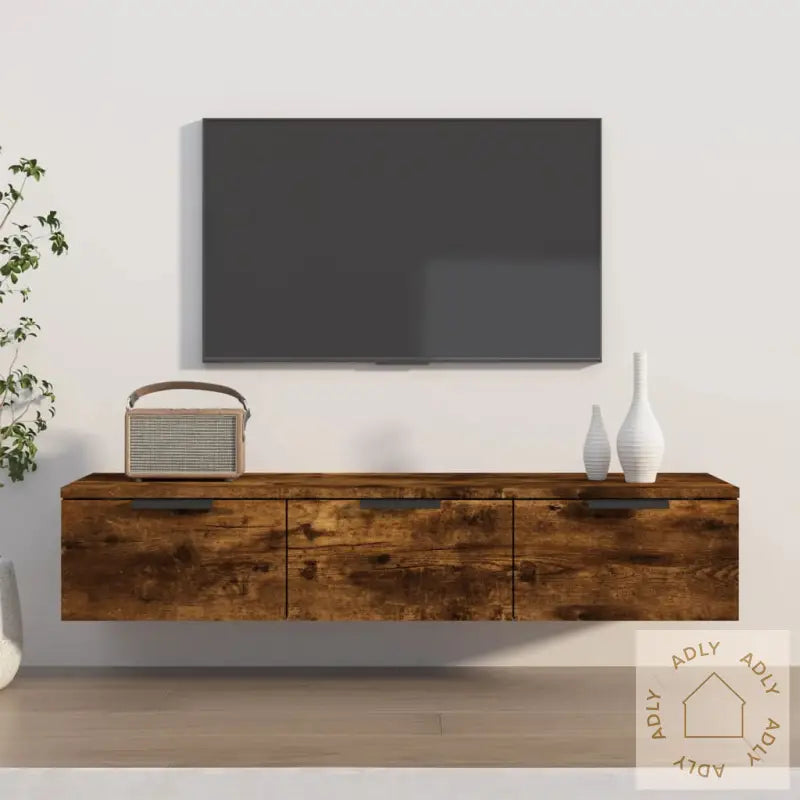 Veggskap Røkt Eik 102X30X20 Cm Konstruert Tre