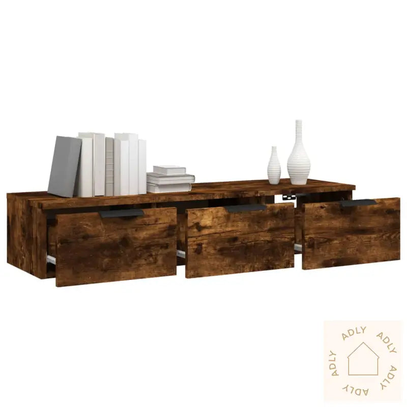 Veggskap Røkt Eik 102X30X20 Cm Konstruert Tre