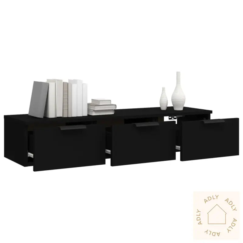 Veggskap Svart 102X30X20 Cm Konstruert Tre