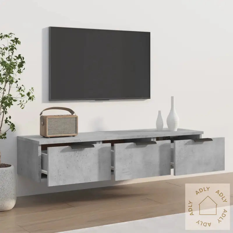 Veggskap Betonggrå 102X30X20 Cm Konstruert Tre