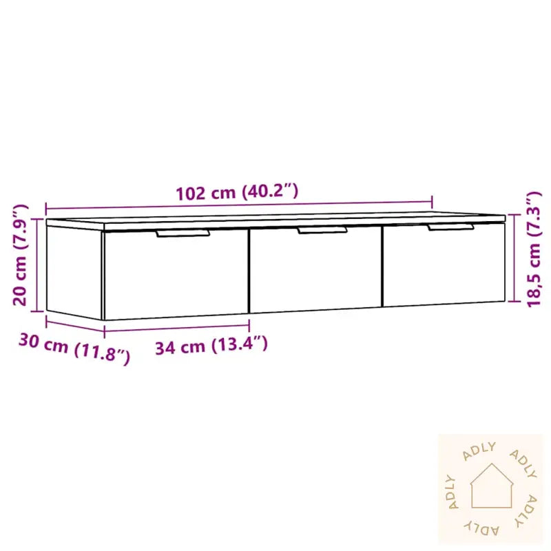 Veggskap Artisan Eik 102X30X20 Cm Konstruert Tre