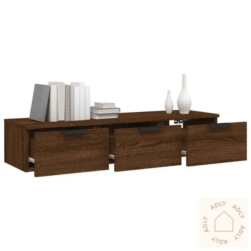 Veggskap Brun Eik 102X30X20 Cm Konstruert Tre