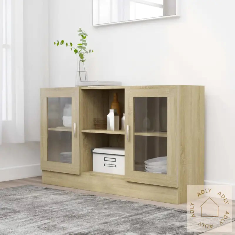 Vitrine Sonoma Eik 120X30,5X70 Cm Konstruert Tre