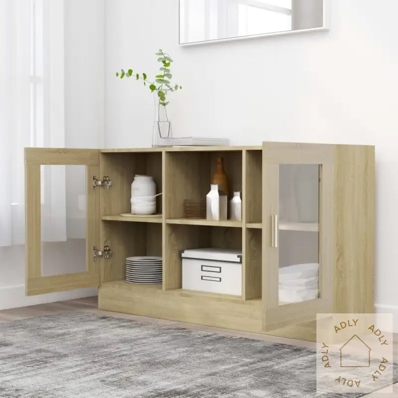 Vitrine Sonoma Eik 120X30,5X70 Cm Konstruert Tre