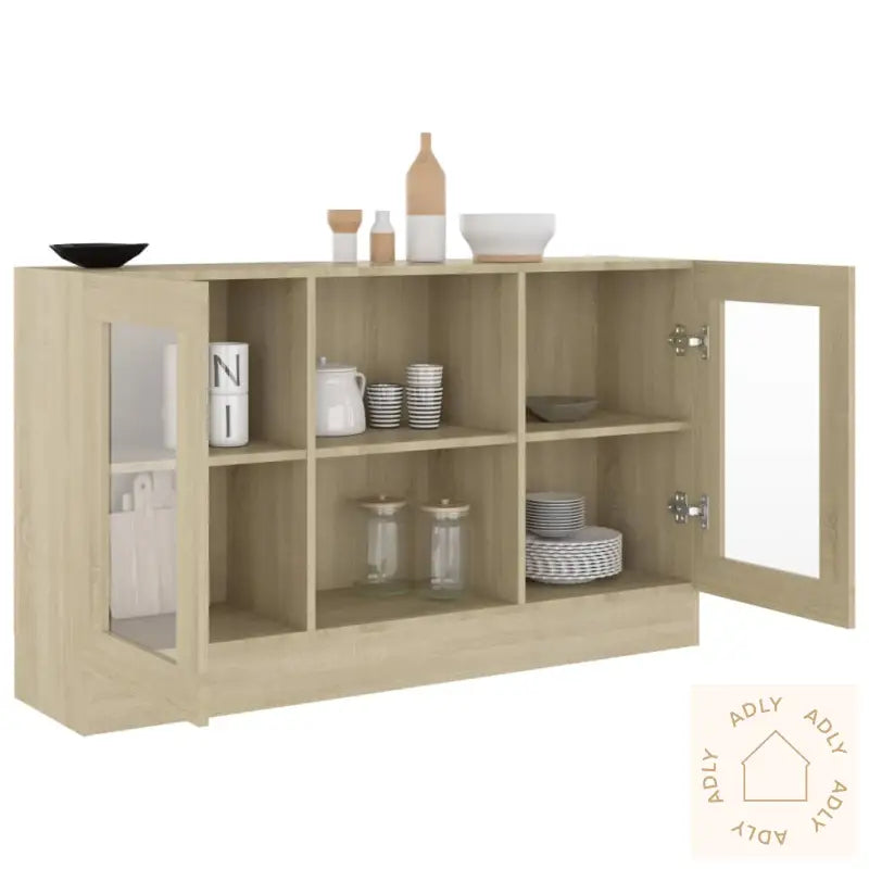 Vitrine Sonoma Eik 120X30,5X70 Cm Konstruert Tre