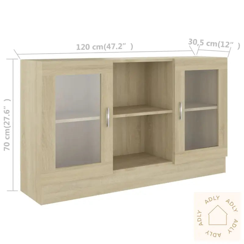 Vitrine Sonoma Eik 120X30,5X70 Cm Konstruert Tre