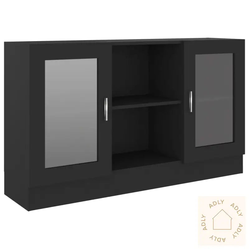 Vitrine Svart 120X30,5X70 Cm Konstruert Tre