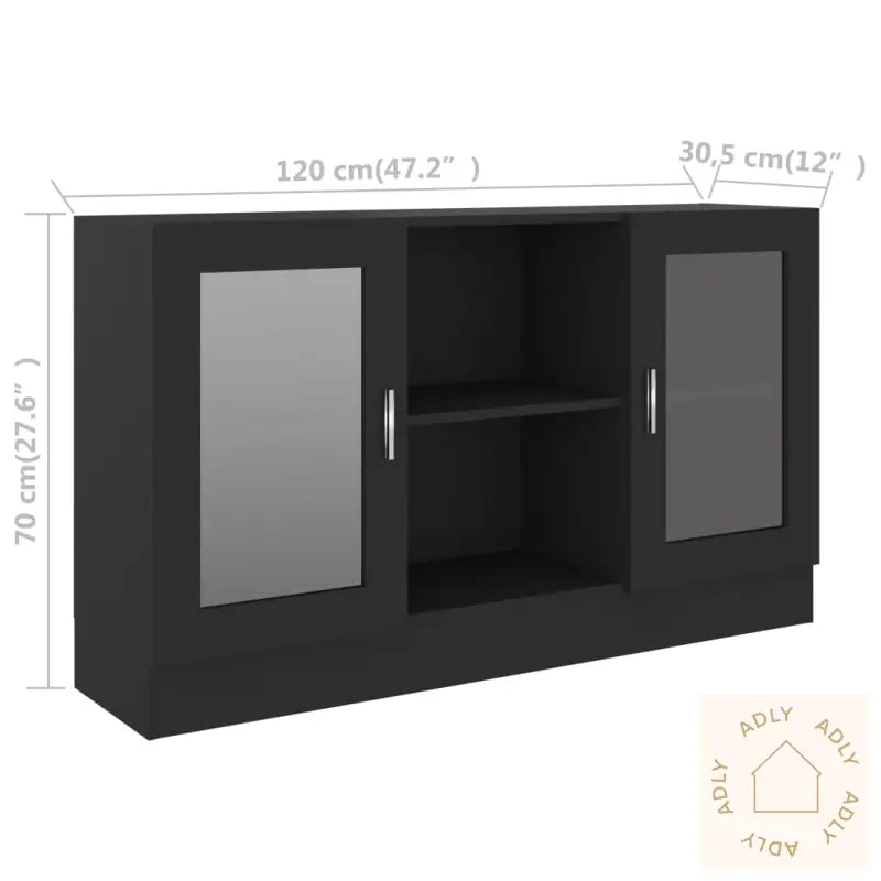 Vitrine Svart 120X30,5X70 Cm Konstruert Tre