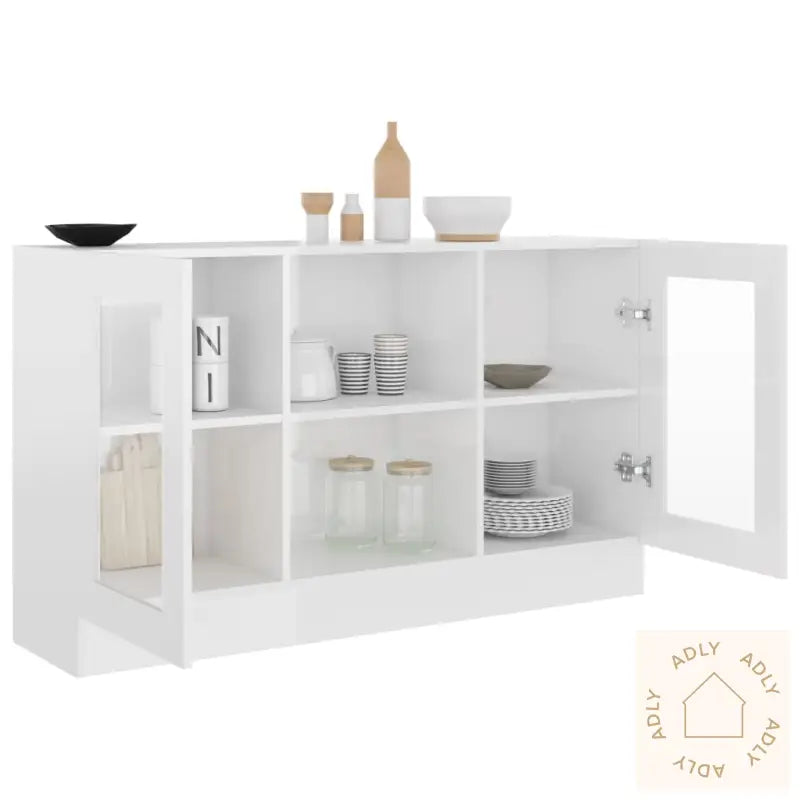 Vitrine Høyglans Hvit 120X30,5X70 Cm Konstruert Tre
