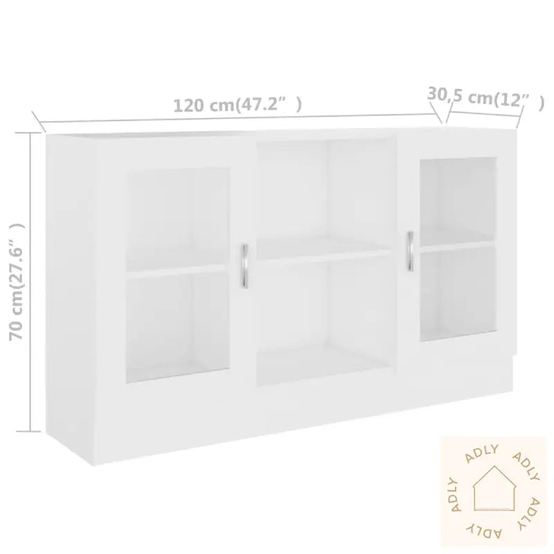 Vitrine Hvit 120X30,5X70 Cm Konstruert Tre