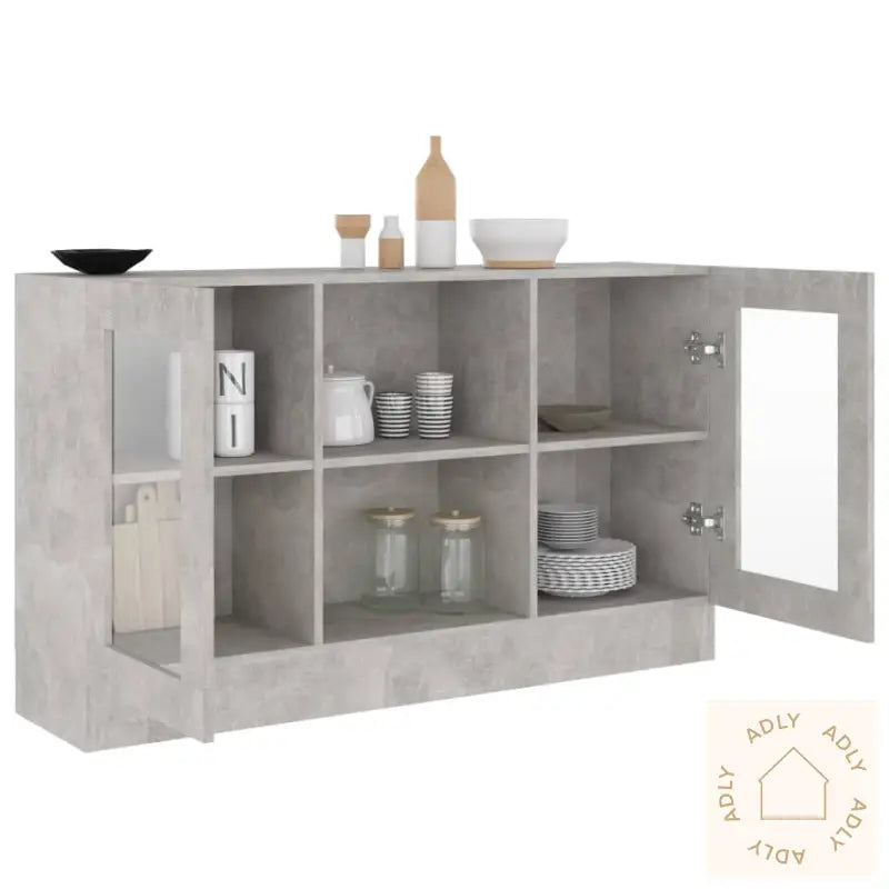 Vitrine Betonggrå 120X30,5X70 Cm Konstruert Tre