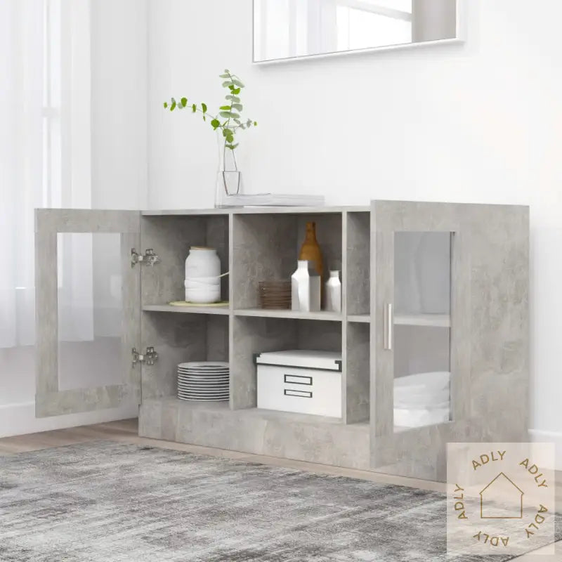 Vitrine Betonggrå 120X30,5X70 Cm Konstruert Tre