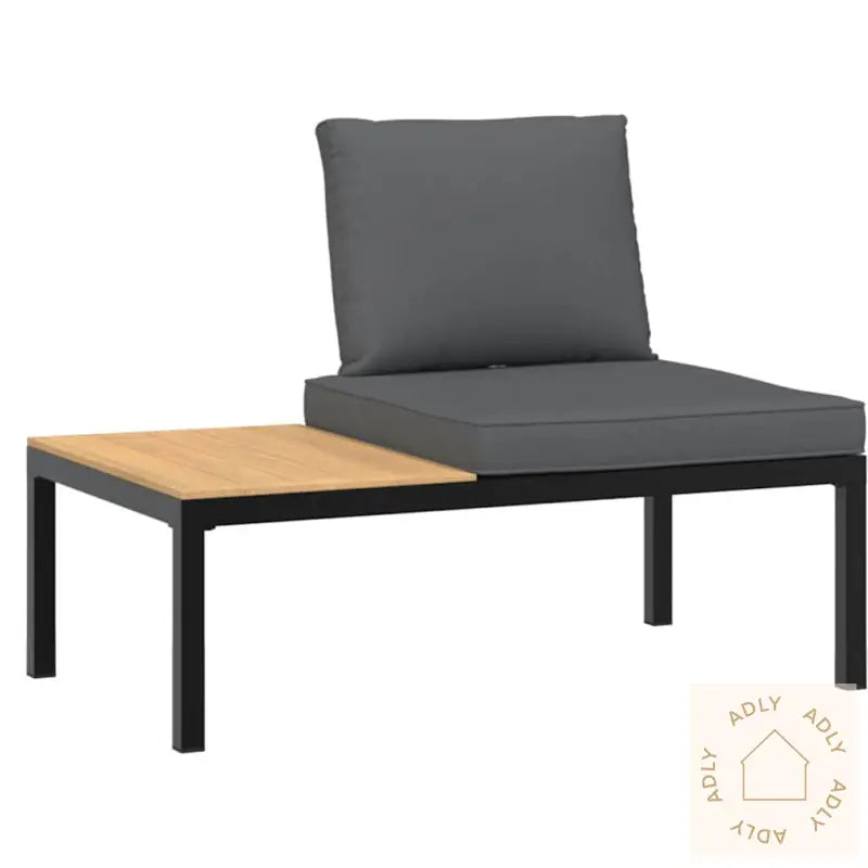 Hagesofasett Med Puter 2 Deler Svart Aluminium