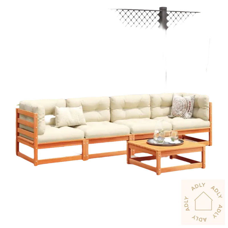 Outdoor heltre furu patio møbelsett med modulært design og mål sete for hagebruk