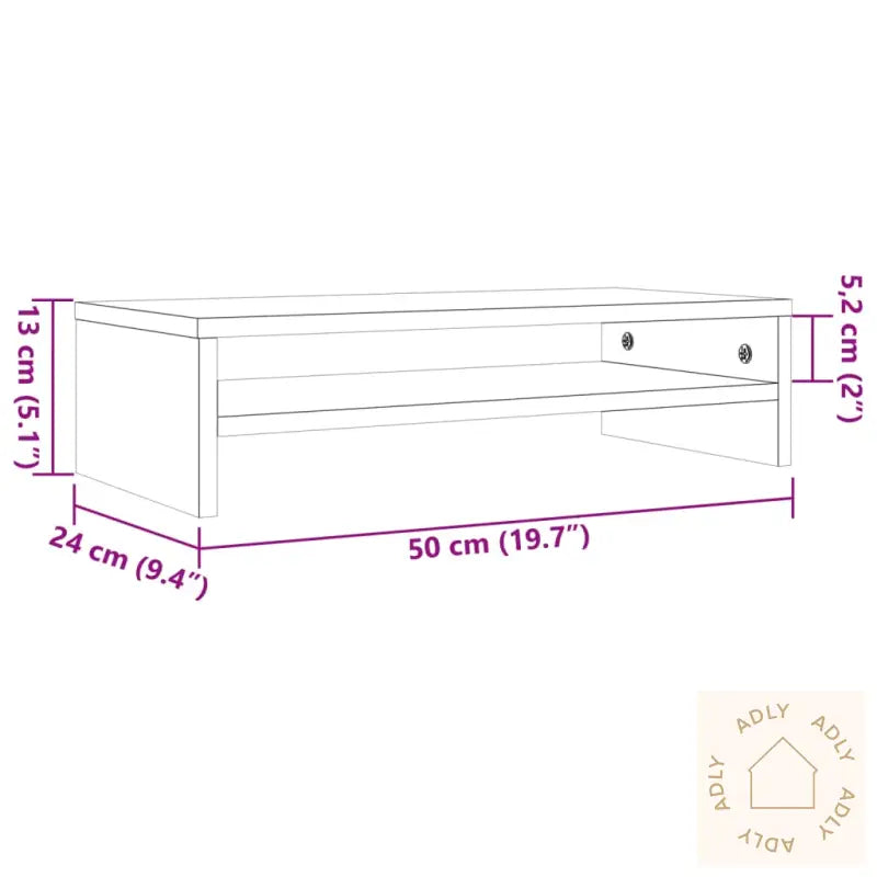 Monitorstativ Voksbrun 50X24X13 Cm Heltre Furu