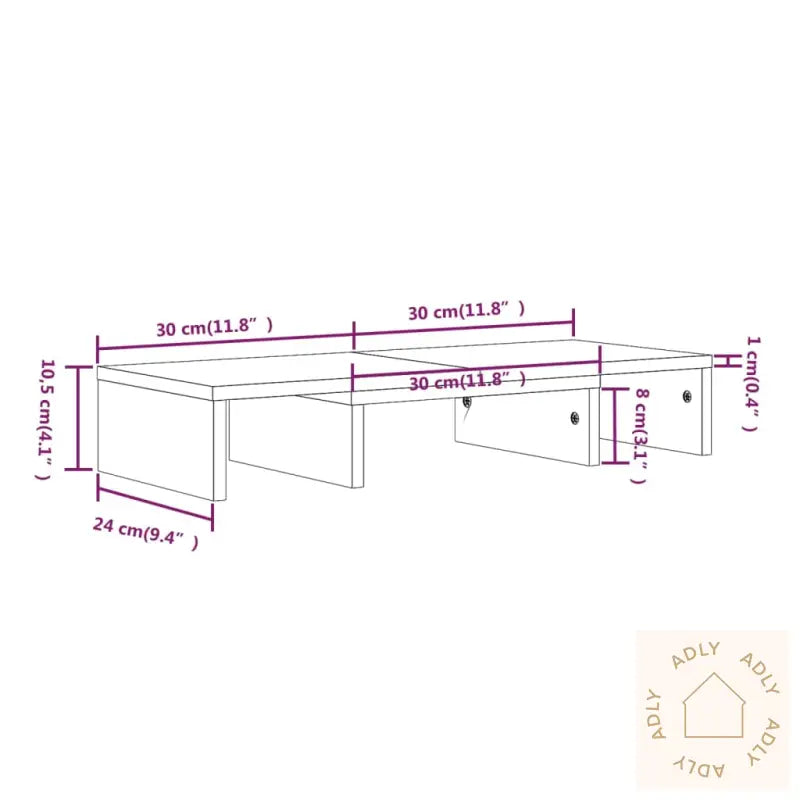 Monitorstativ Hvit 60X24X10,5 Cm Heltre Furu
