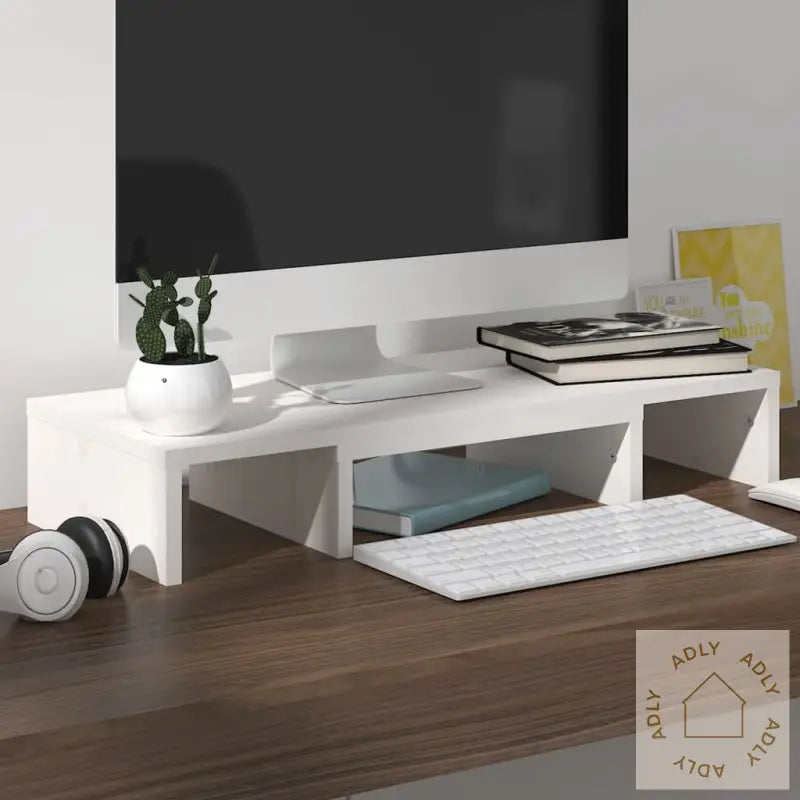 Monitorstativ Hvit 60X24X10,5 Cm Heltre Furu
