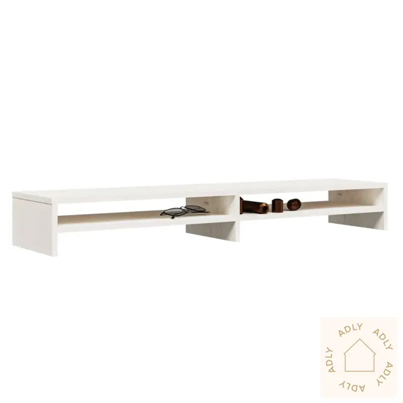 Monitorstativ Hvit 100X24X13 Cm Heltre Furu