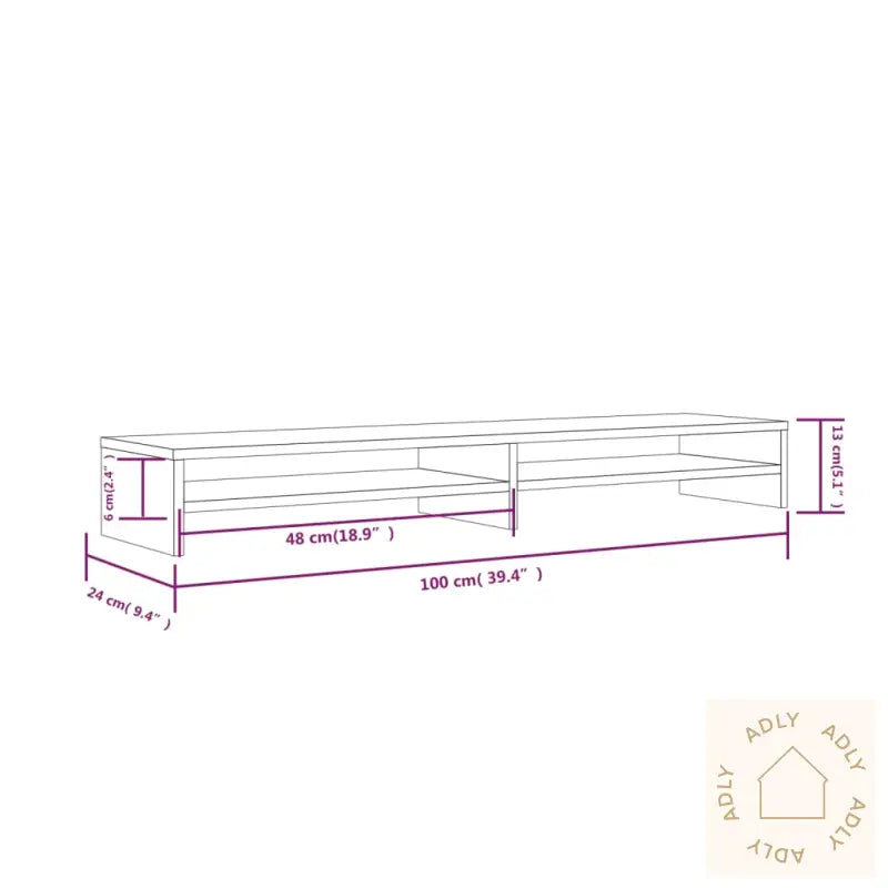 Monitorstativ Hvit 100X24X13 Cm Heltre Furu