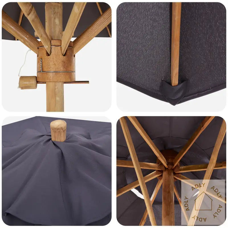 Mørk Grå Hage Parasol 217X230 Cm Bambus