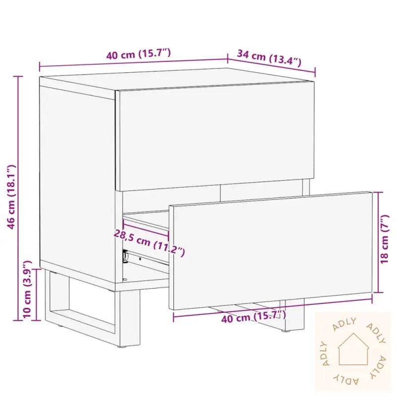 Nattbord 2 Stk 40X34X46 Cm Gjenvunnet Heltre