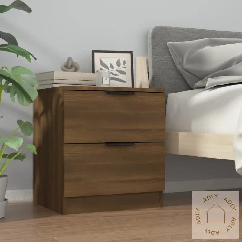 Nattbord 2 Stk Brun Eik Konstruert Tre