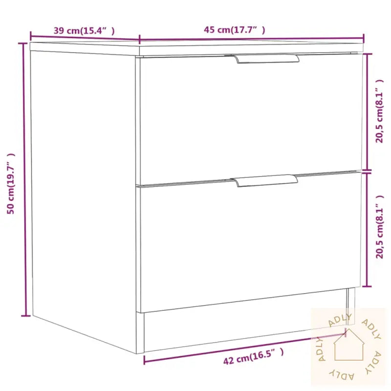 Nattbord 2 Stk Brun Eik Konstruert Tre