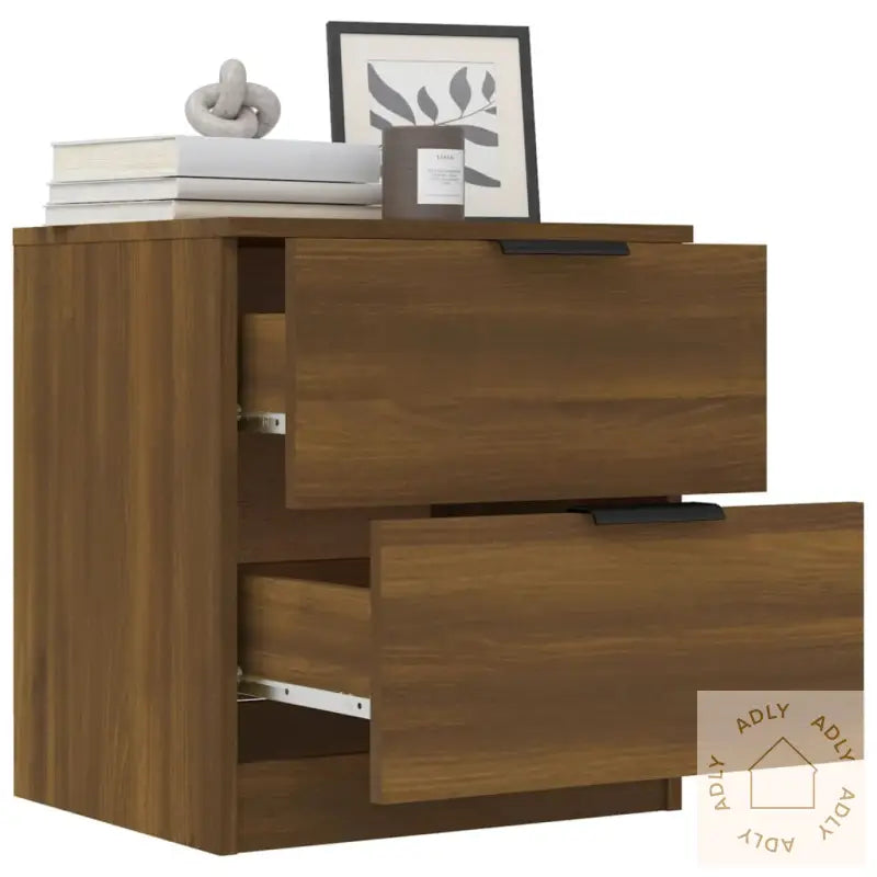 Nattbord 2 Stk Brun Eik Konstruert Tre