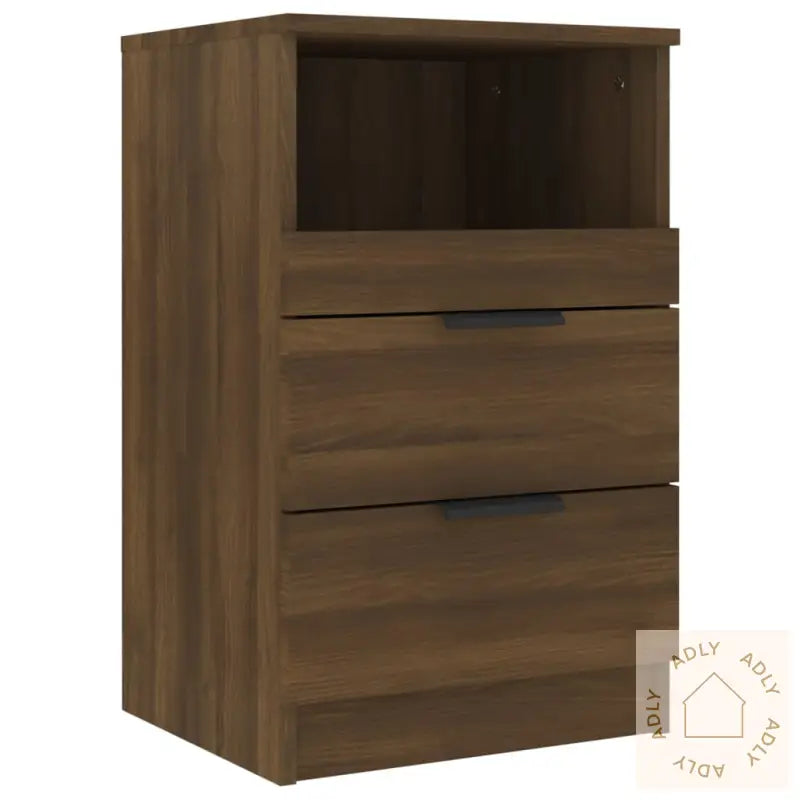 Nattbord 2 Stk Brun Eik Konstruert Tre