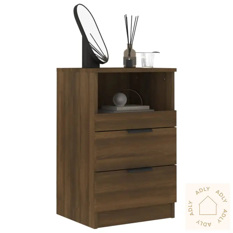 Nattbord 2 Stk Brun Eik Konstruert Tre