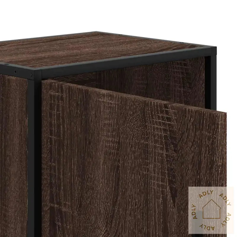 Nattbord 2 Stk Brun Eik 40X31X50 Cm Konstruert Tre Og Metall