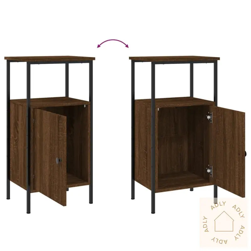 Nattbord 2 Stk Brun Eik 41X31X80 Cm Konstruert Tre