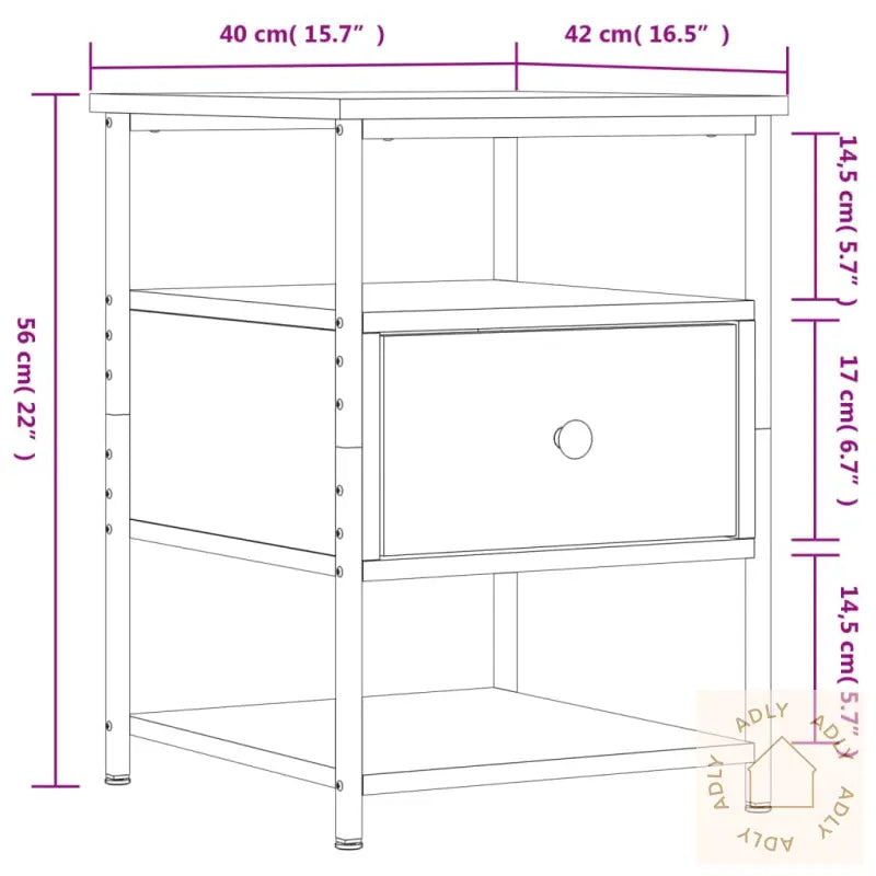 Nattbord 2 Stk Brun Eik 40X42X56 Cm Konstruert Tre