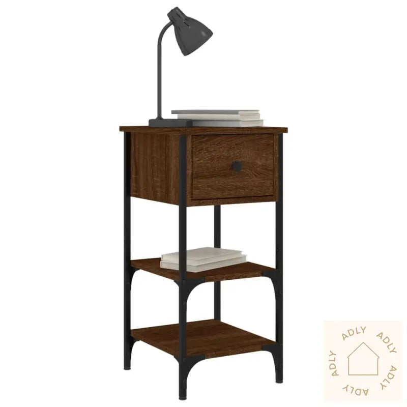 Nattbord 2 Stk Brun Eik 34X36X70 Cm Konstruert Tre