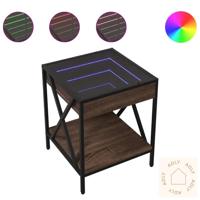 Salongbord Med Infinity Led Brun Eik 40X40X49 Cm
